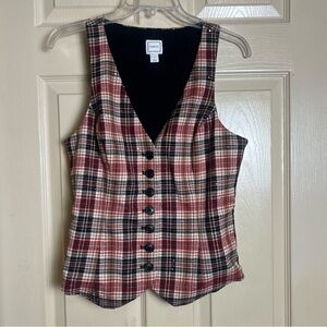 Anthropologie Maeve Plaid Sparkle Button Front Women's Vest